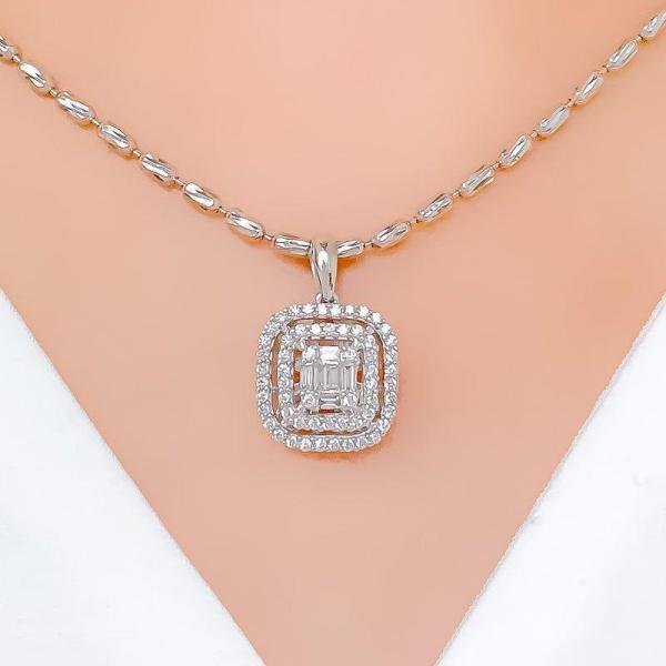 Unique Three Tier Diamond Pendant Set