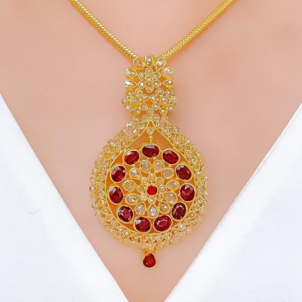 Classy Flower Polki Diamond Pendant Set