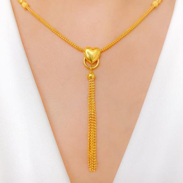 Fabulous Heart & Tassel Necklace Set