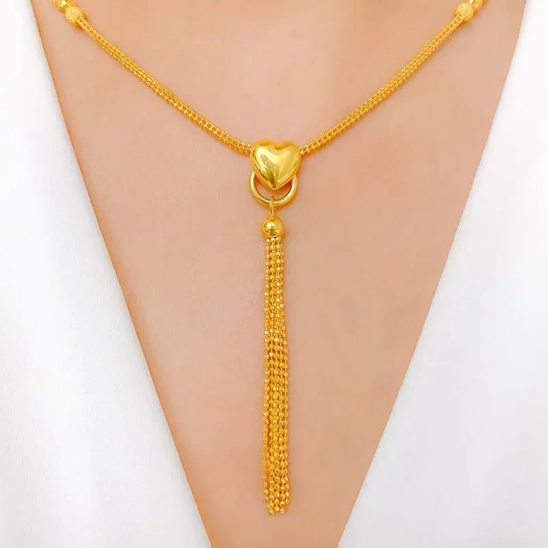 Fabulous Heart & Tassel Necklace Set