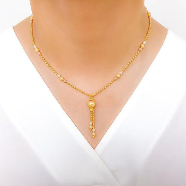 Chic Yellow Pearl Drop Necklace