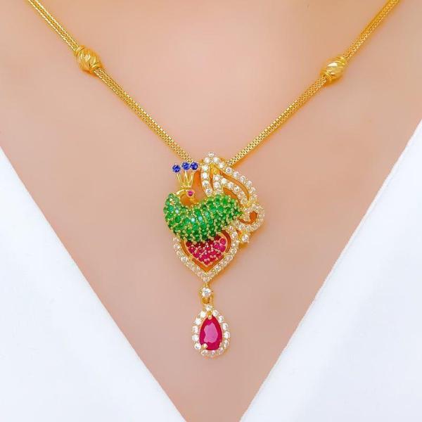 Magnificent Royal CZ Peacock Necklace