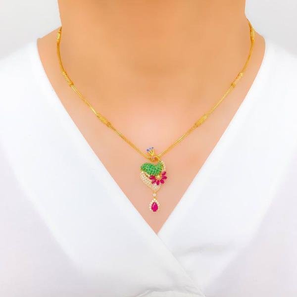 Majestic Pink CZ Peacock Necklace