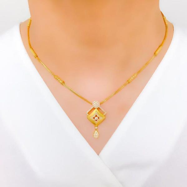 Dainty Dual Finish CZ Necklace