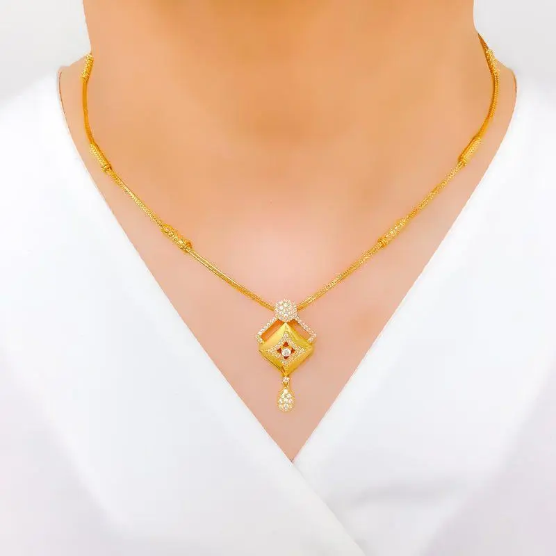 Dainty Dual Finish CZ Necklace