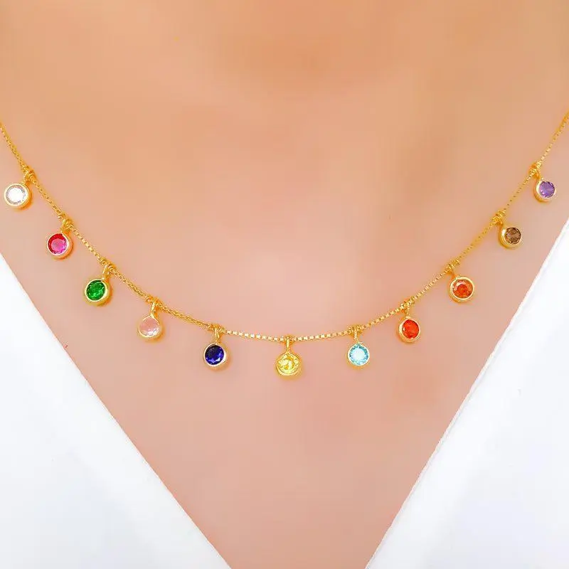 Vibrant Round CZ Charm Necklace