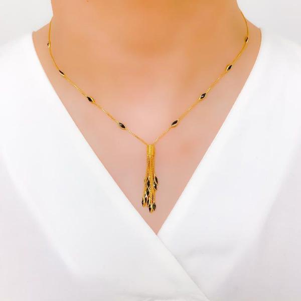 Dressy Black Leaf Necklace