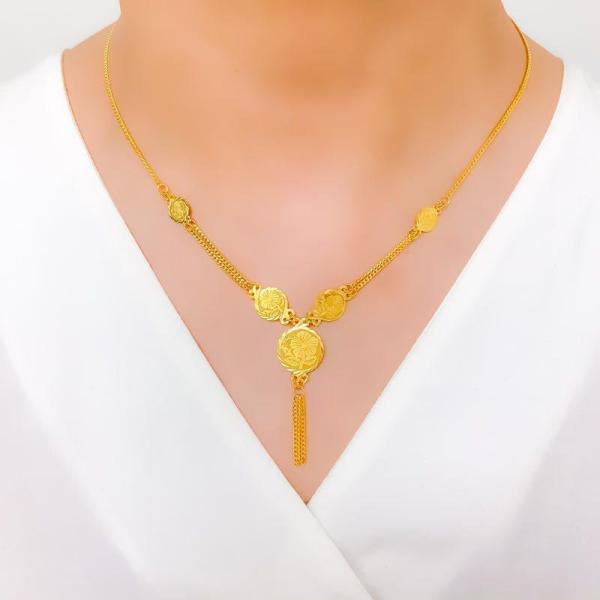 Blooming Flower Coin Necklace Set