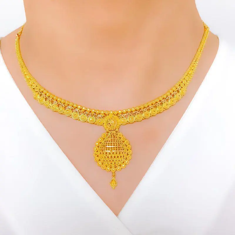 Magnificent Jali Drop Necklace Set