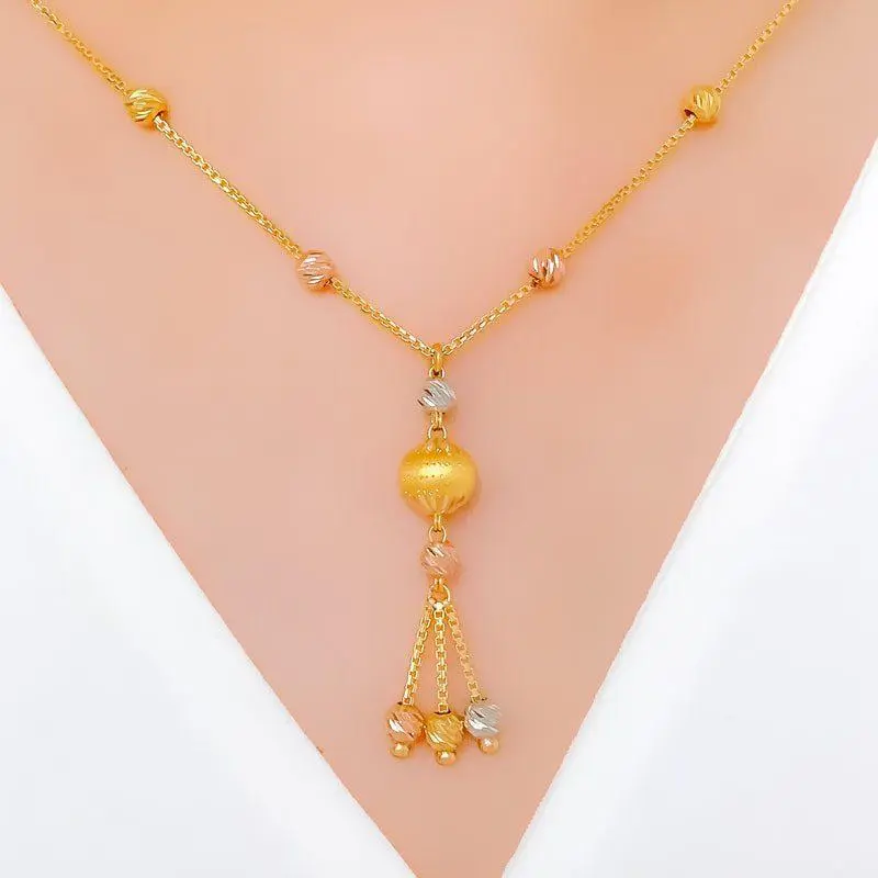 Beautiful ThreeTone Ball Necklace