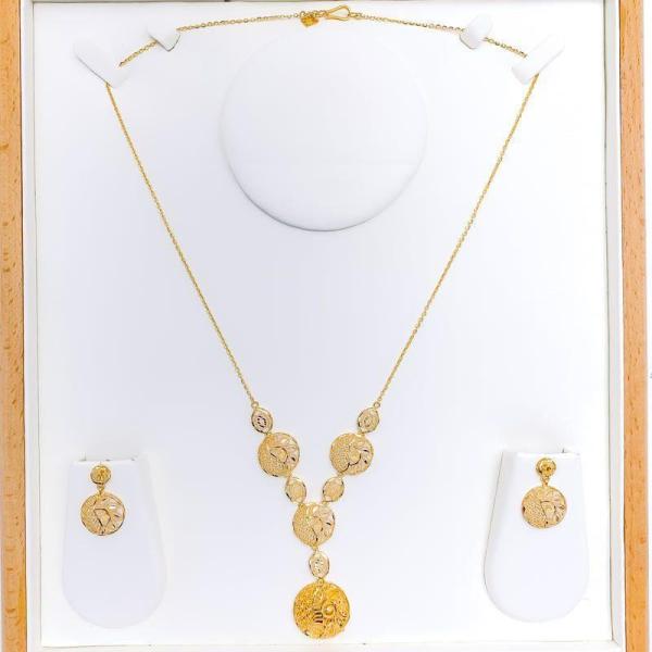 Palatial Round Floral Necklace Set