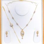 ThreeTone Marquise Necklace Set w/Bracelet