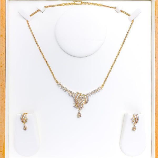 Sparkling Pear Drop Diamond Necklace Set