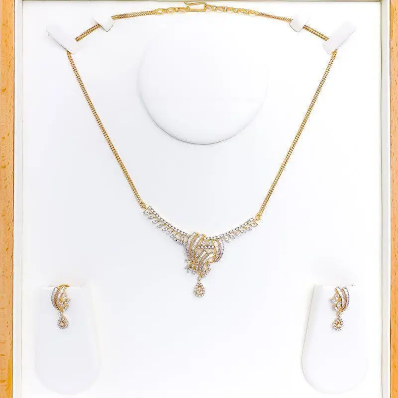 Sparkling Pear Drop Diamond Necklace Set