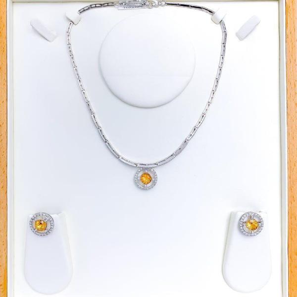 Bold Diamond Halo Necklace Set