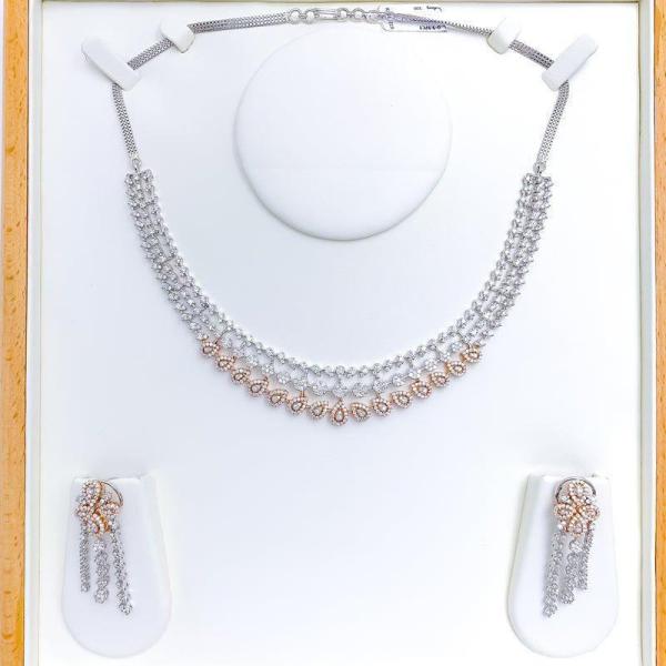 Chic Rose Gold Diamond Necklace Set