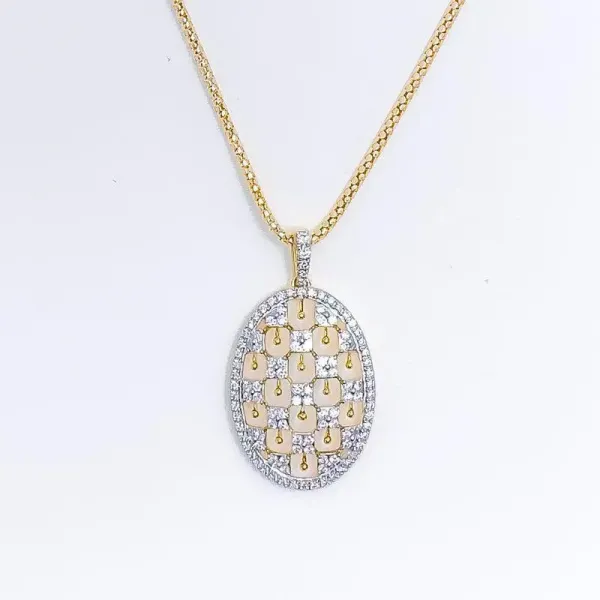 Unique Checquered Diamond Pendant Set