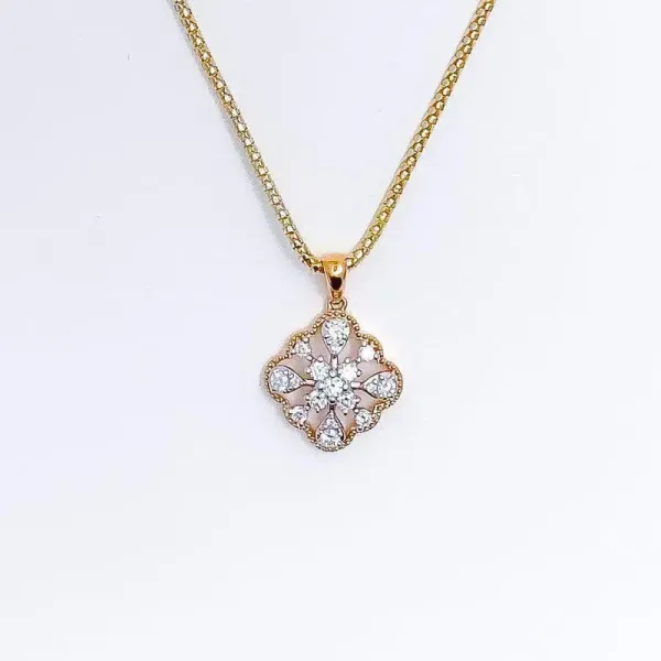 Bold Rose Gold Diamond Pendant Set