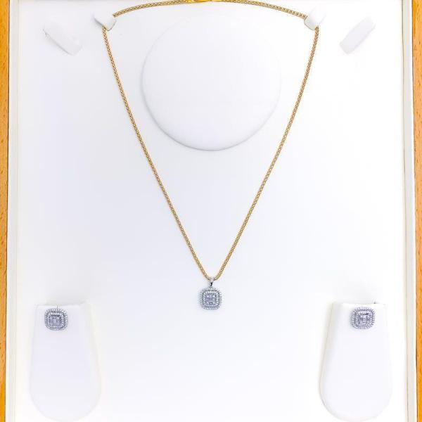 Unique Three Tier Diamond Pendant Set