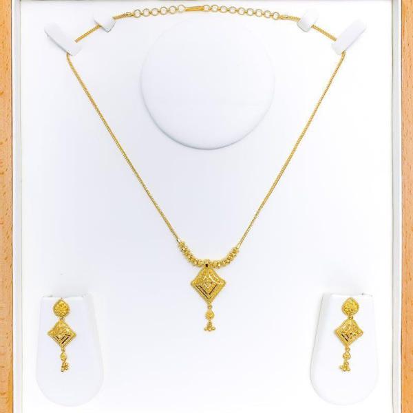 Refined VShaped Floral Necklace Set