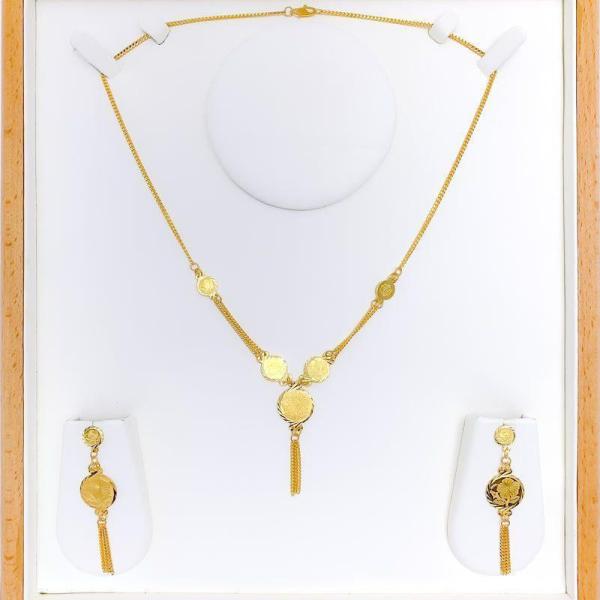 Blooming Flower Coin Necklace Set