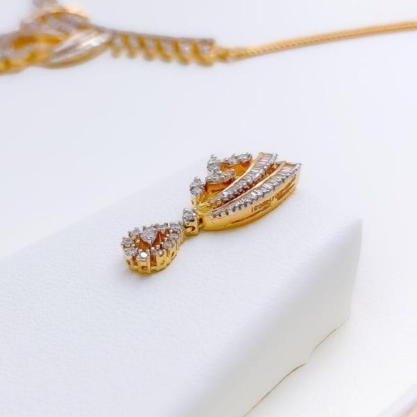 Sparkling Pear Drop Diamond Necklace Set