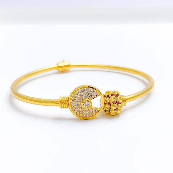 Contemporary Asymmetrical CZ Bangle Bracelet