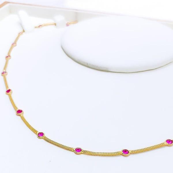 Dainty Pink Dotted CZ Necklace