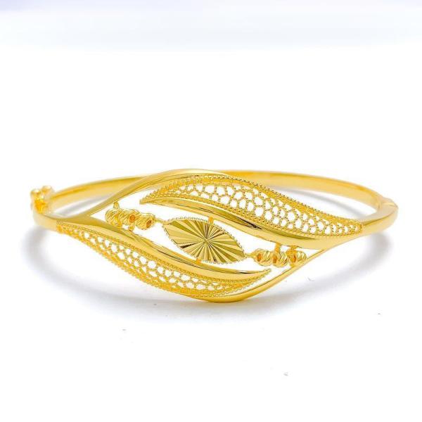 Exclusive Overlapping Leaf Bangle Bracelet