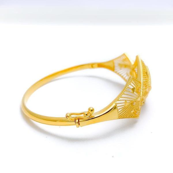 Elevated CZ Rhombus Bangle Bracelet