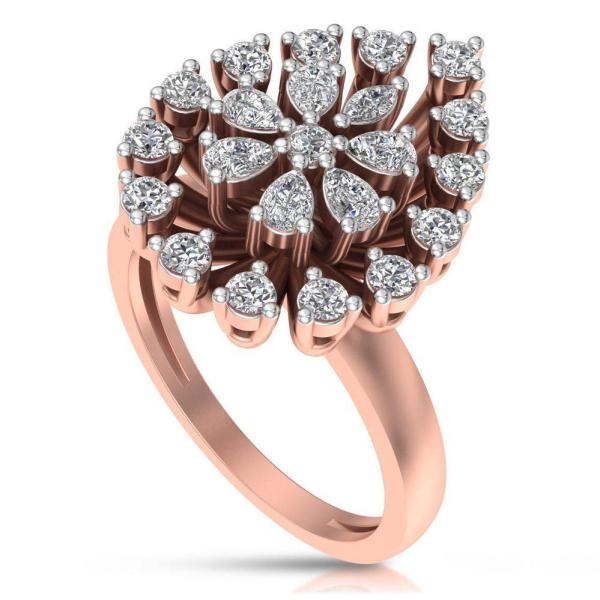 Diamond Engagement Ring Leaf Shape in Rose Gold