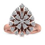 Diamond Engagement Ring Leaf Shape in Rose Gold