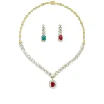 Ruby and Emerald Diamond Necklace Set