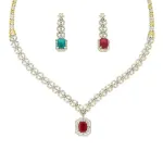 Ruby and Emerald Diamond Necklace Set