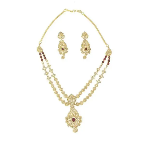 3 PIECE POLKI NECKLACE SET WITH RUBY