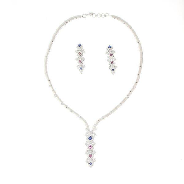 3 PIECE NECKLACE SET WITH TOURMALINE STONES