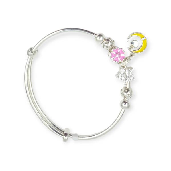 925 Sterling Silver Pandora Bracelet for Girls with Beautiful Star and Moon Design