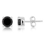 925 Sterling Silver Real Black onyx Gemstone Round Shape Stud Earrings