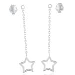 925 Sterling Silver Natural 2 Star Gemstone Dangler Drop Earrings