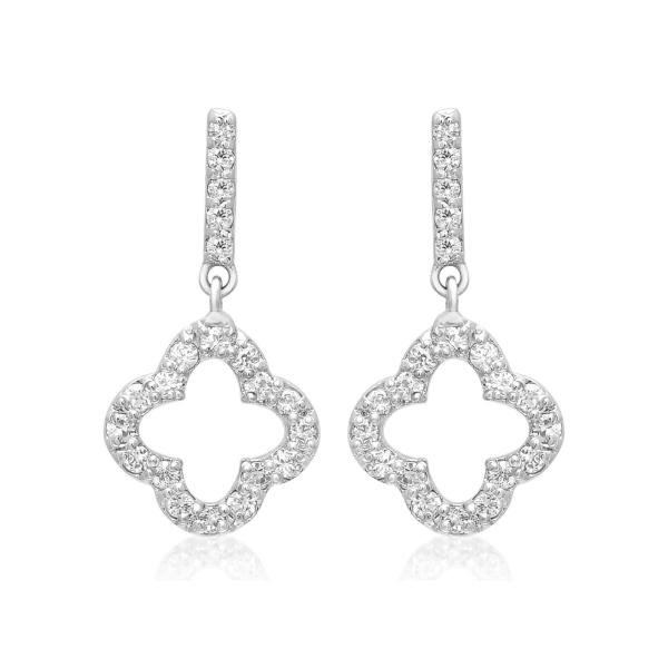 925 Sterling Silver Swarovski Zirconia Gold Plated Dangler Drop Earrings