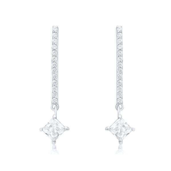 925 Sterling Silver Swarovski Zirconia Gold Plated Dangler Drop Earrings