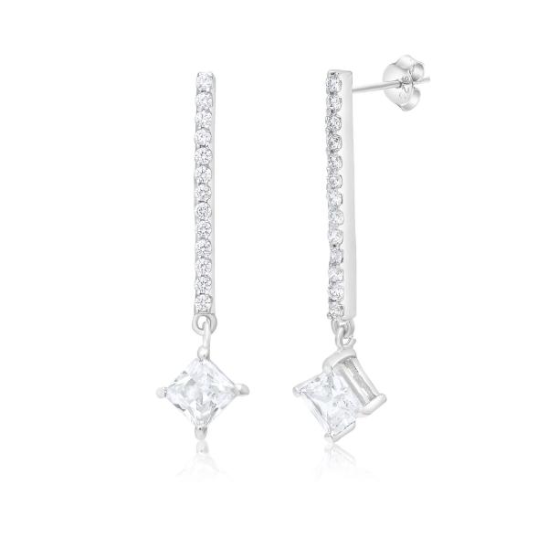 925 Sterling Silver Swarovski Zirconia Gold Plated Dangler Drop Earrings