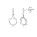 925 Sterling Silver Swarovski Zirconia Gold Plated Dangler Drop Earrings