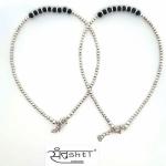 Silver Black Bead Minimal Anklet