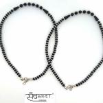 Black Beads Silver Anklet