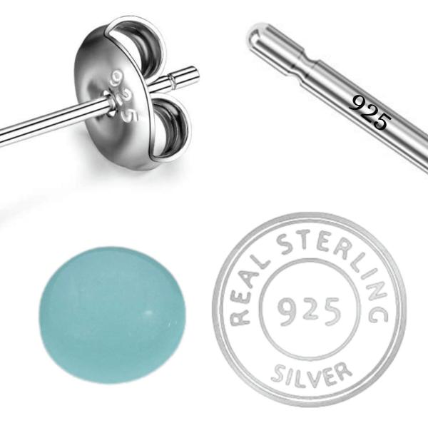 925 Sterling Silver Natural Aqua chalcedony Gemstone Dangler Drop Earrings