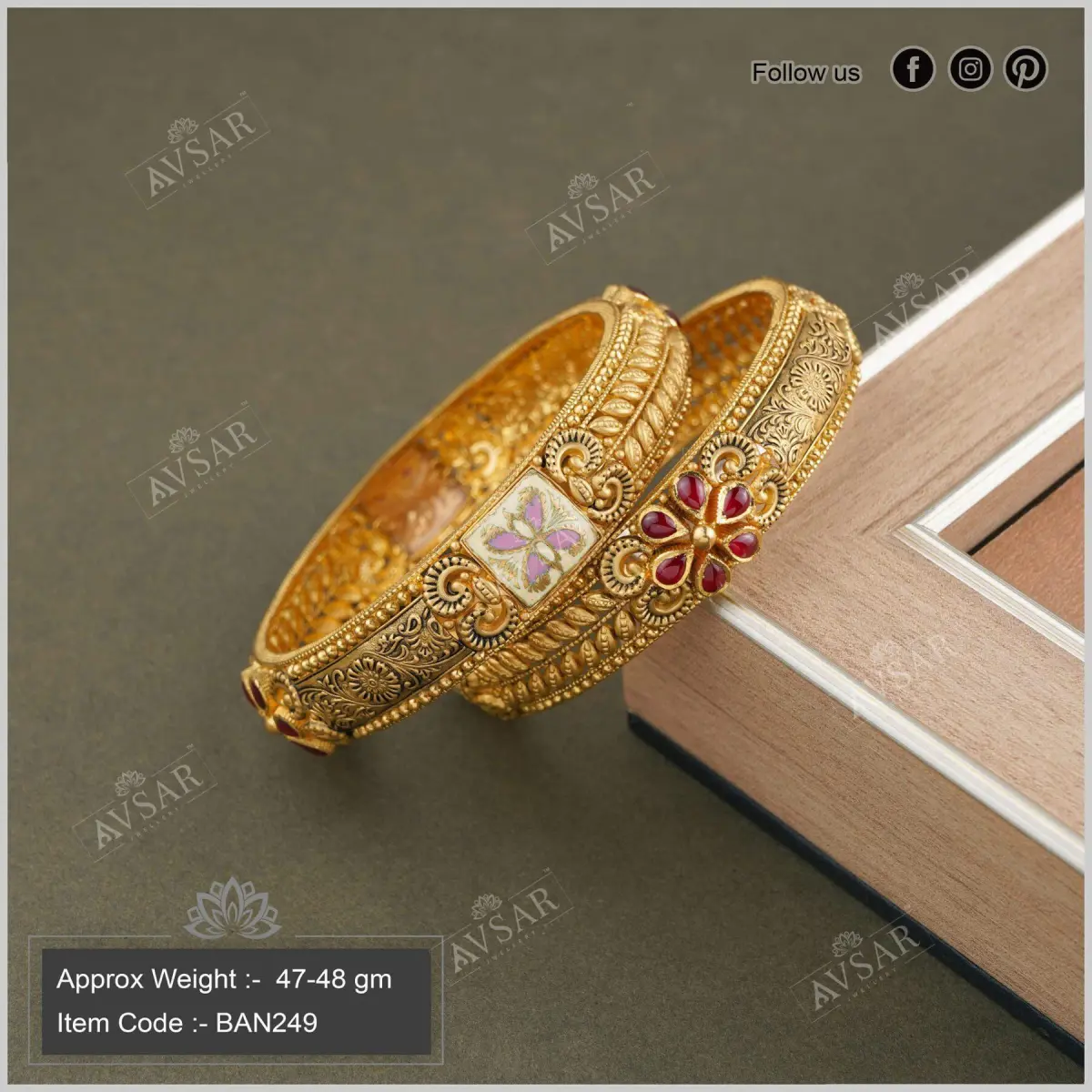 Gold Antique Kundan Bangles with Amazing Design 