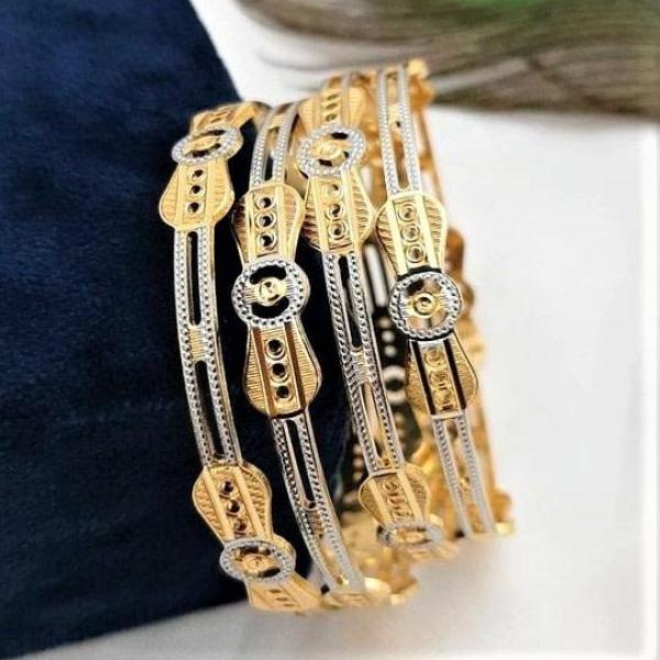 Gold Bangles with Fancy Design in 50gm