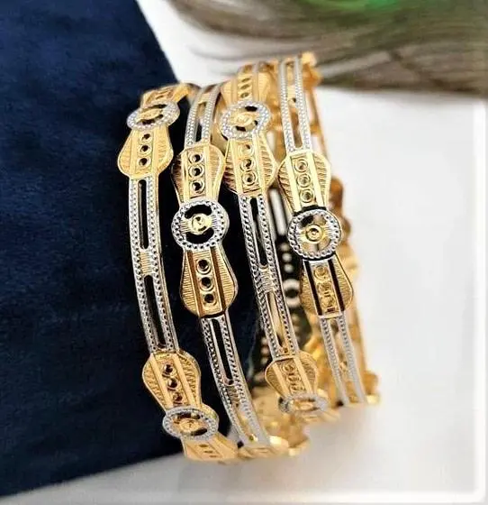 Gold Bangles with Fancy Design in 50gm