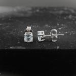 925 Sterling Silver Real Blue Topaz Gemstone Round Shape Stud Earrings